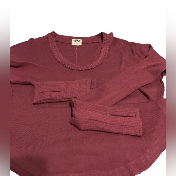 We The Free People Colby Long Sleeve Oversized Scoop Neck  Tee Plum XS NWoT - Picture 10 of 13